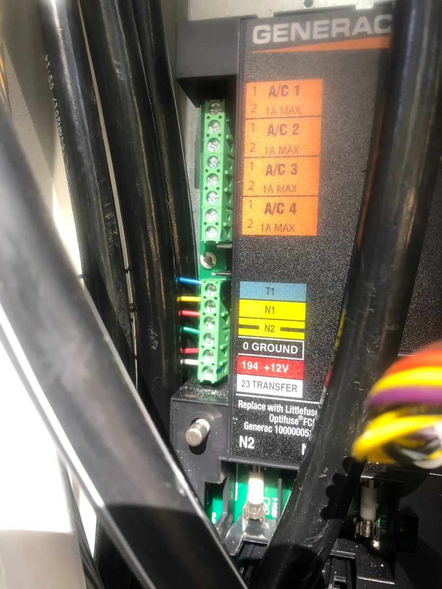 Generac control wiring close-up